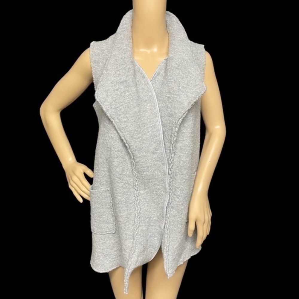 Tahari Women’s Gray M Wool Viscose Blend Open Front Cardigan Vest in EUC